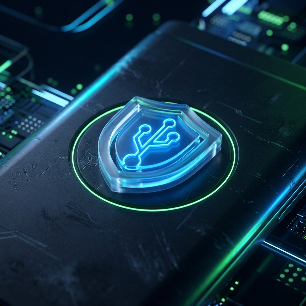 Иконка защиты USB-утилиты Bitdefender на темном фоне